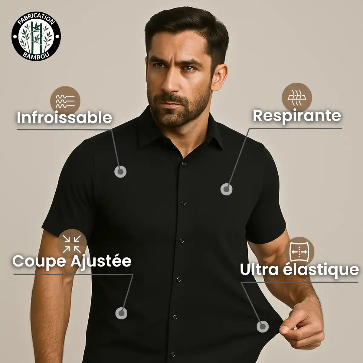 Chemise Ajustée à Manches Courtes
