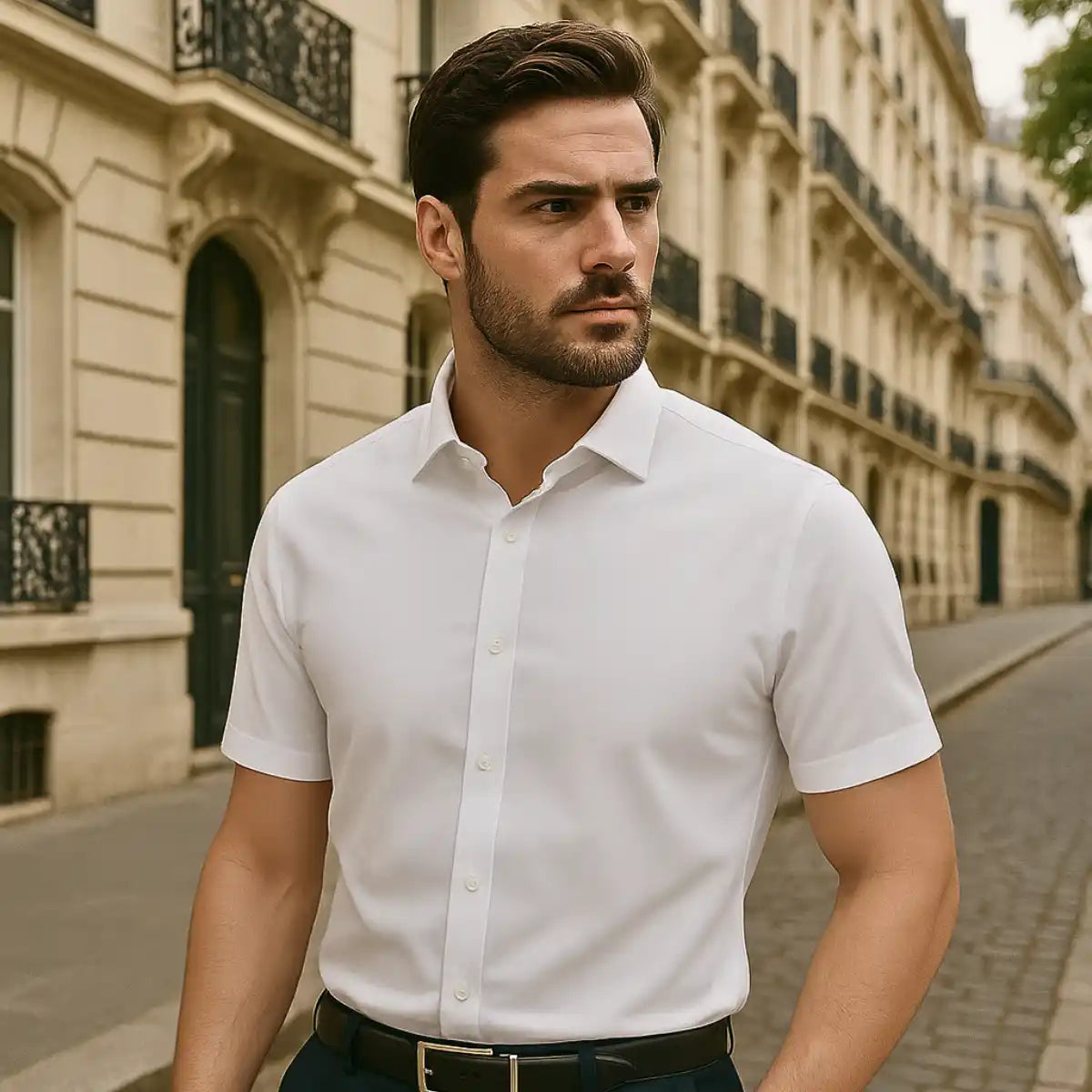 Chemise Ajustée à Manches Courtes