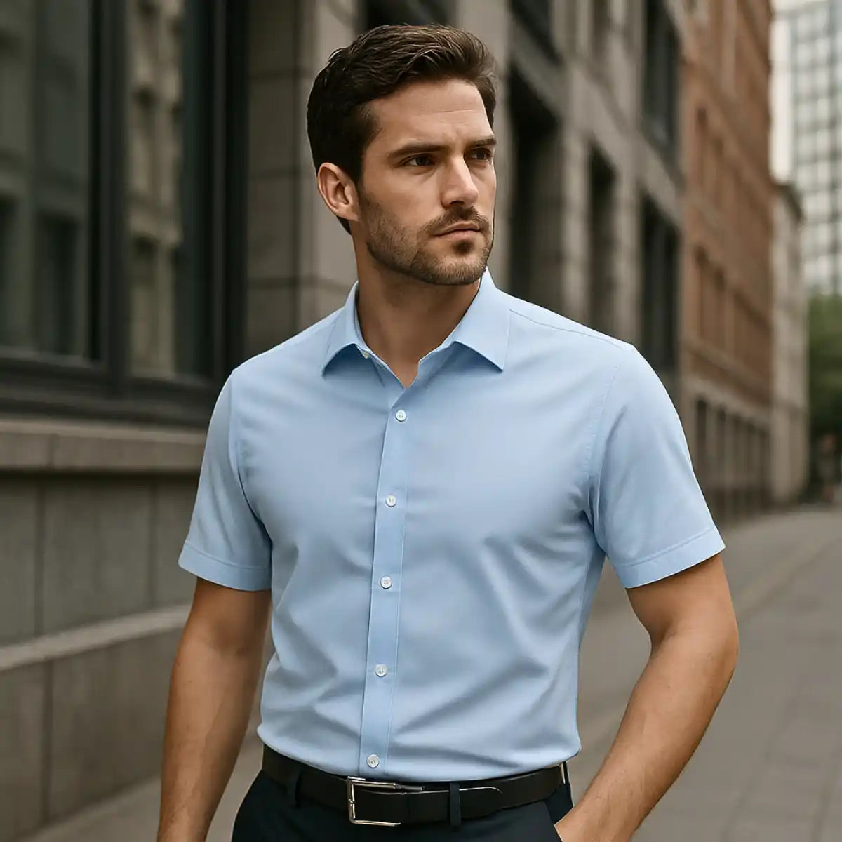 Chemise Ajustée à Manches Courtes