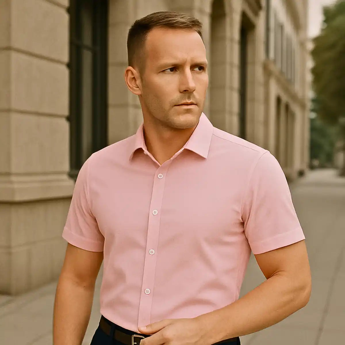 Chemise Ajustée à Manches Courtes