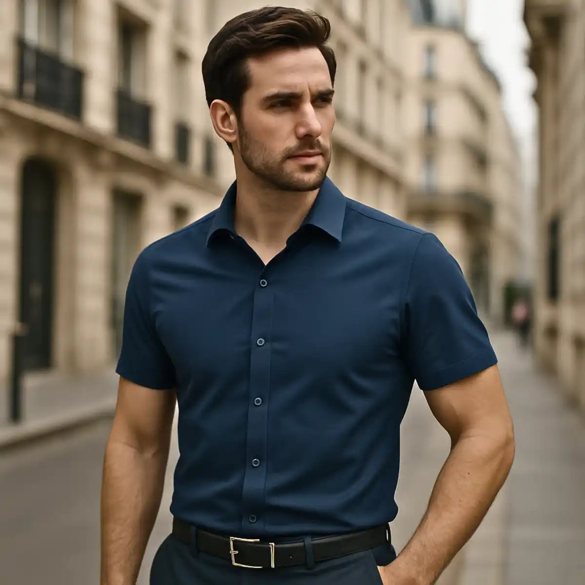 Chemise Ajustée à Manches Courtes