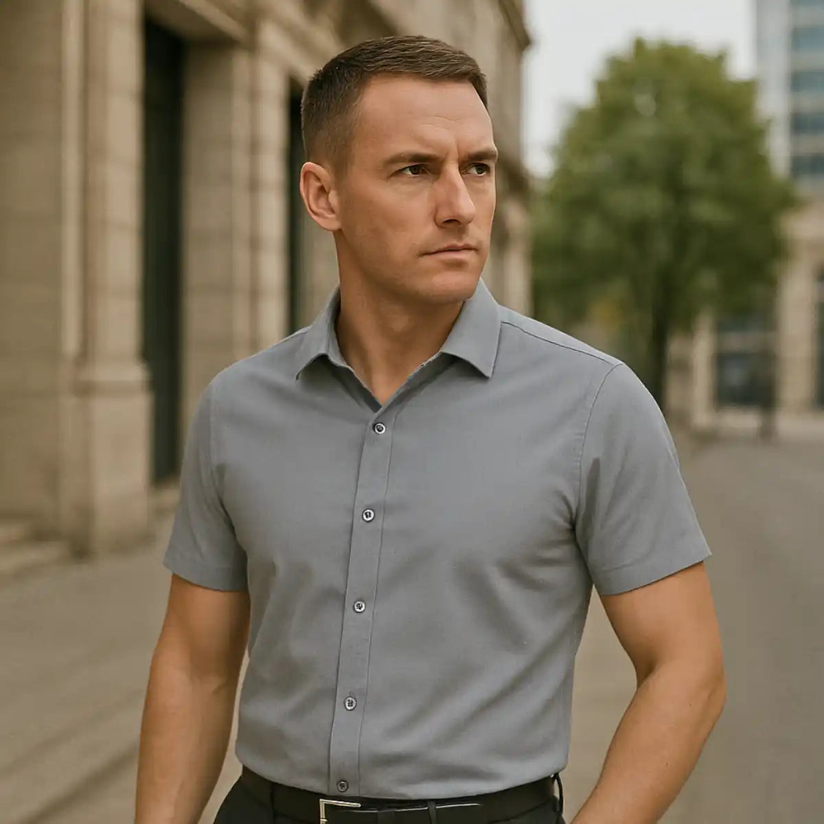 Chemise Ajustée à Manches Courtes