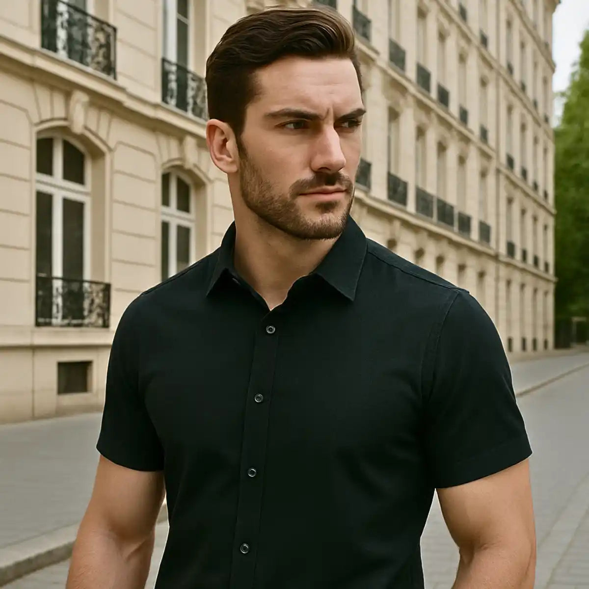 Chemise Ajustée à Manches Courtes